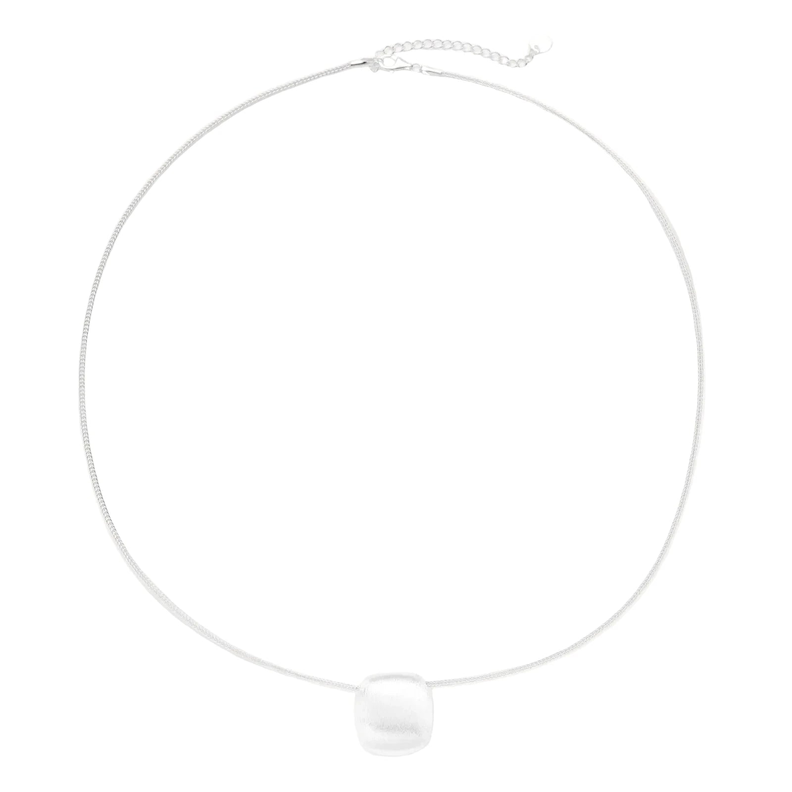 Brushed Silver Disc Necklace
