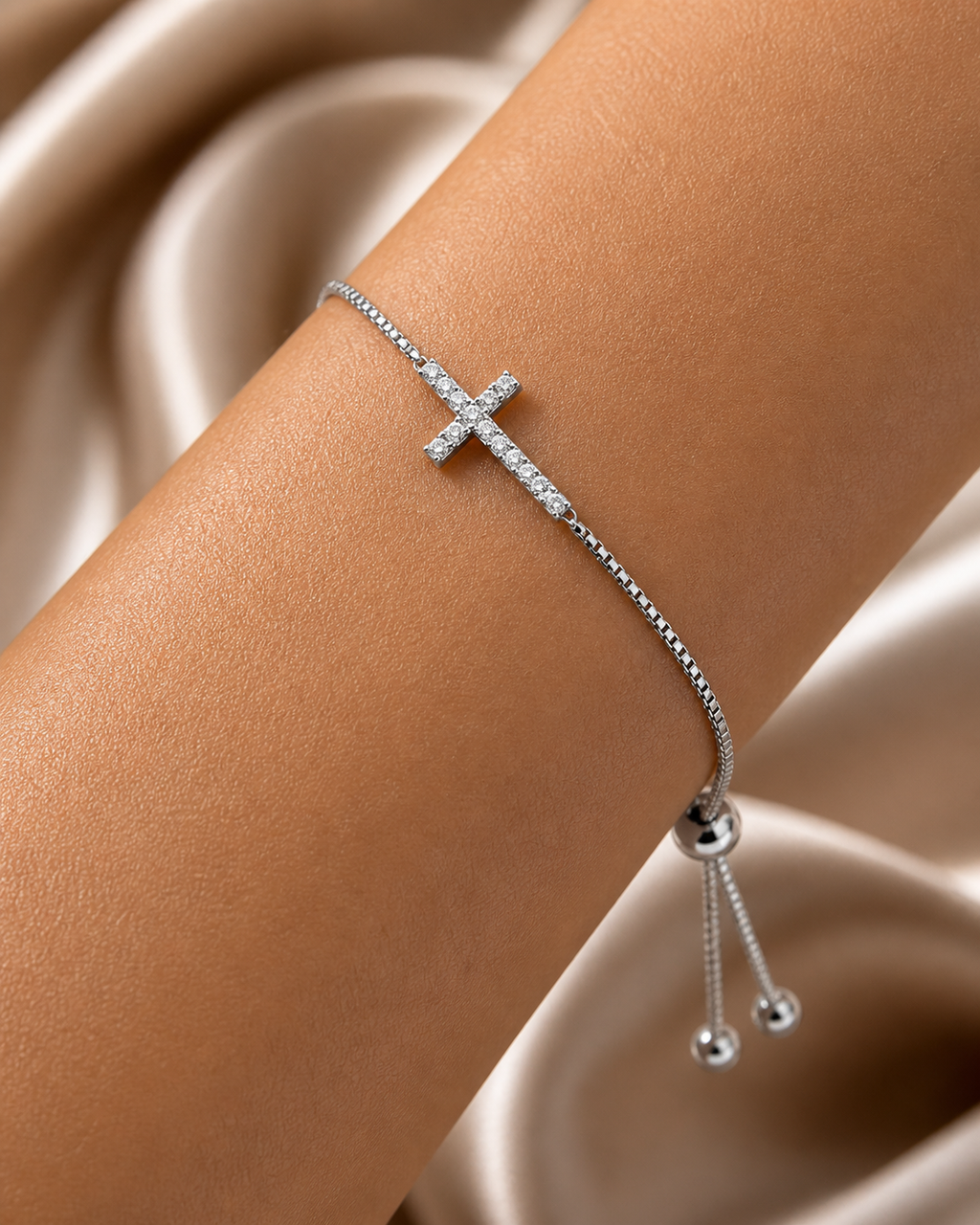Radiant Cross Slider Bracelet